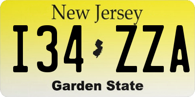 NJ license plate I34ZZA