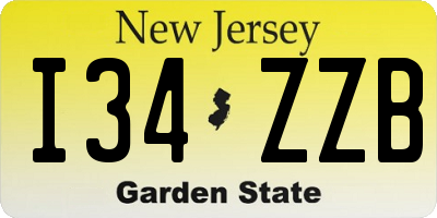 NJ license plate I34ZZB