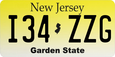 NJ license plate I34ZZG