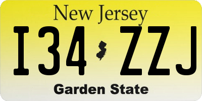 NJ license plate I34ZZJ