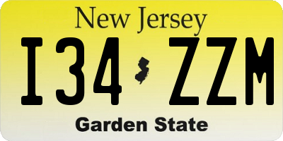 NJ license plate I34ZZM
