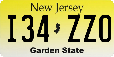 NJ license plate I34ZZO