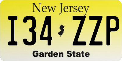 NJ license plate I34ZZP
