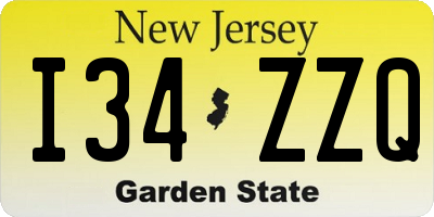 NJ license plate I34ZZQ