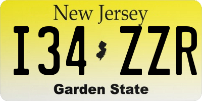 NJ license plate I34ZZR