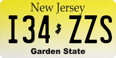 NJ license plate I34ZZS