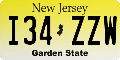 NJ license plate I34ZZW