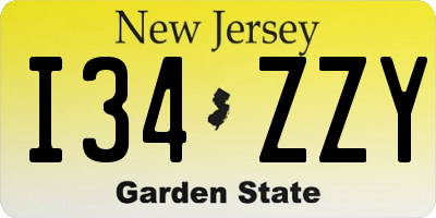 NJ license plate I34ZZY