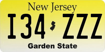 NJ license plate I34ZZZ