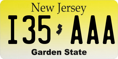 NJ license plate I35AAA