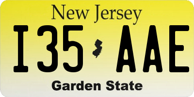 NJ license plate I35AAE