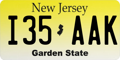 NJ license plate I35AAK