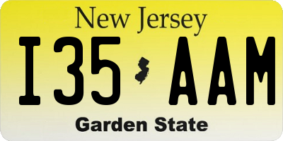 NJ license plate I35AAM