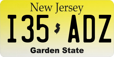 NJ license plate I35ADZ