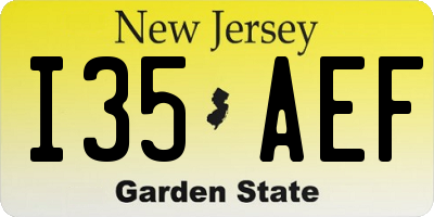 NJ license plate I35AEF