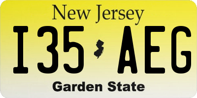 NJ license plate I35AEG
