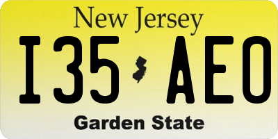 NJ license plate I35AEO