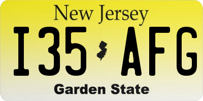 NJ license plate I35AFG