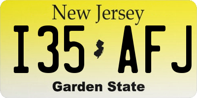 NJ license plate I35AFJ