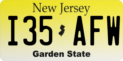 NJ license plate I35AFW