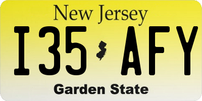 NJ license plate I35AFY