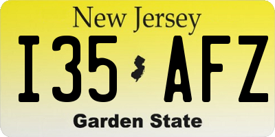 NJ license plate I35AFZ