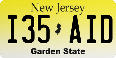NJ license plate I35AID