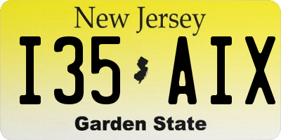 NJ license plate I35AIX