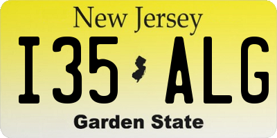 NJ license plate I35ALG