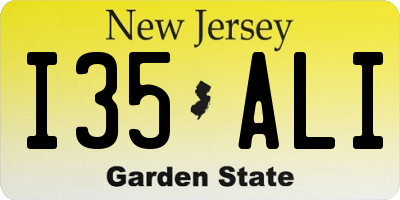 NJ license plate I35ALI