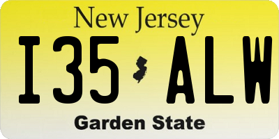 NJ license plate I35ALW