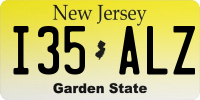 NJ license plate I35ALZ