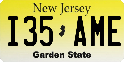 NJ license plate I35AME
