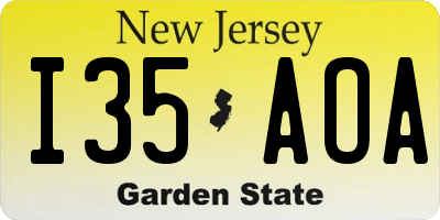 NJ license plate I35AOA