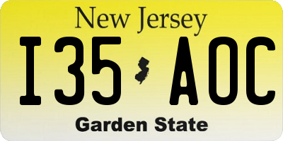 NJ license plate I35AOC