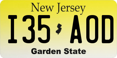 NJ license plate I35AOD