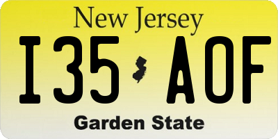NJ license plate I35AOF