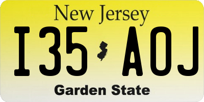 NJ license plate I35AOJ