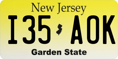 NJ license plate I35AOK
