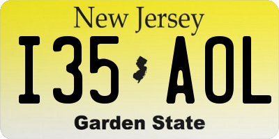 NJ license plate I35AOL