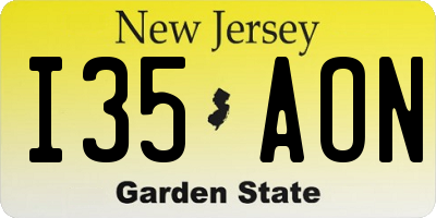 NJ license plate I35AON