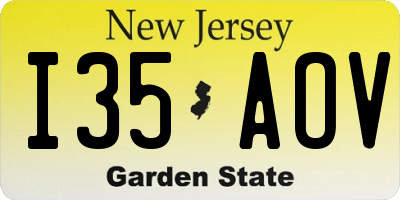 NJ license plate I35AOV