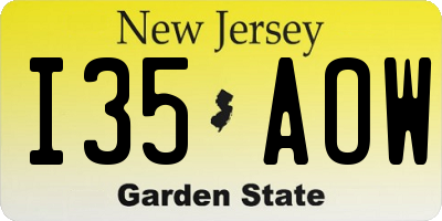 NJ license plate I35AOW