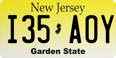 NJ license plate I35AOY