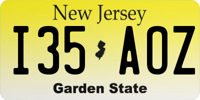 NJ license plate I35AOZ