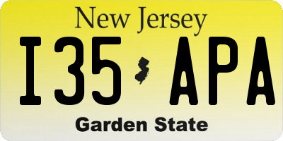 NJ license plate I35APA