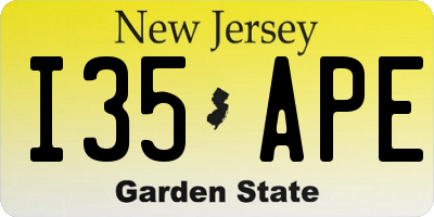 NJ license plate I35APE