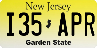 NJ license plate I35APR