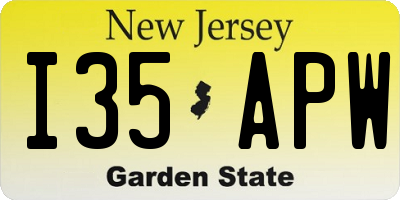 NJ license plate I35APW
