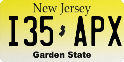 NJ license plate I35APX